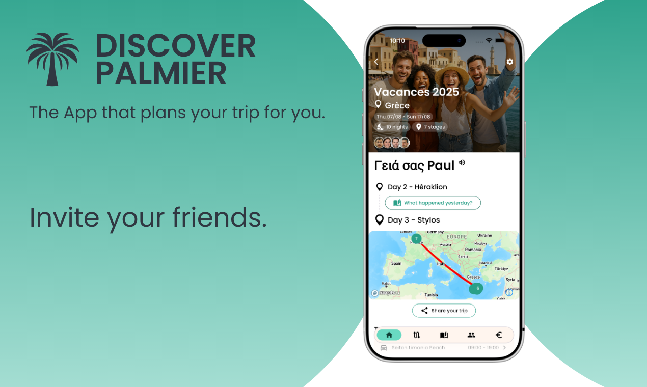 Palmier: Plan your trip. Effortlessly - Main product screenshot demonstrating key features and user interface