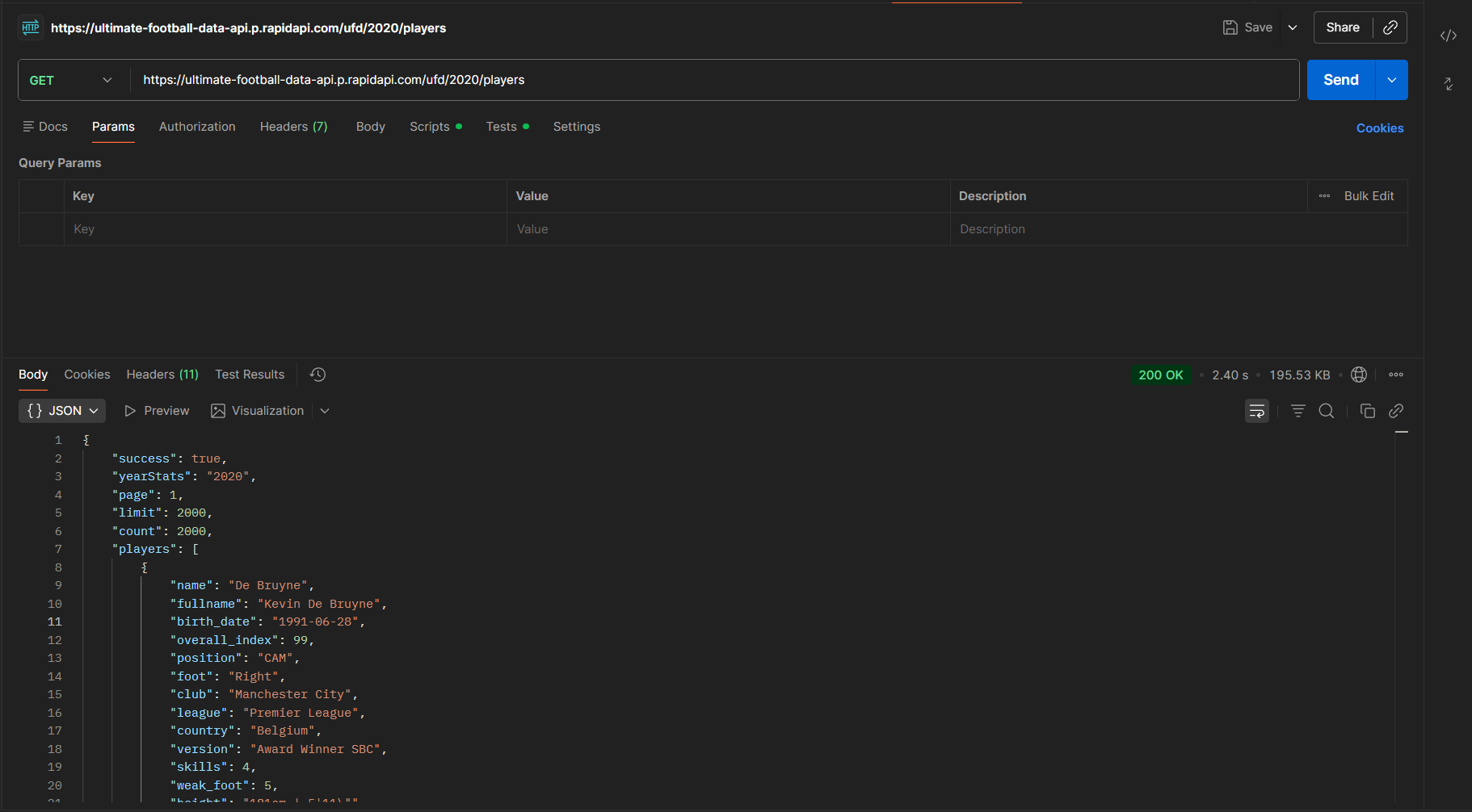 Ultimate Football Data API gallery image