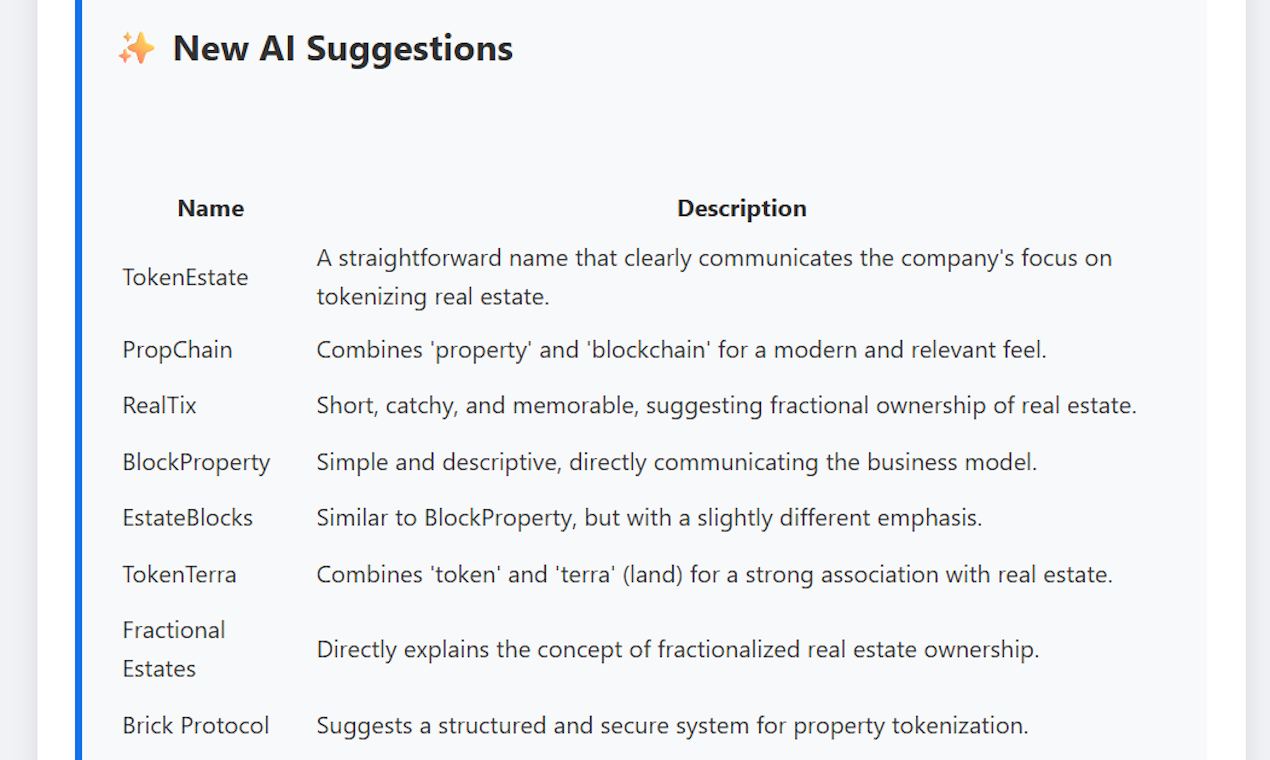 AI Startup Name Generator gallery image