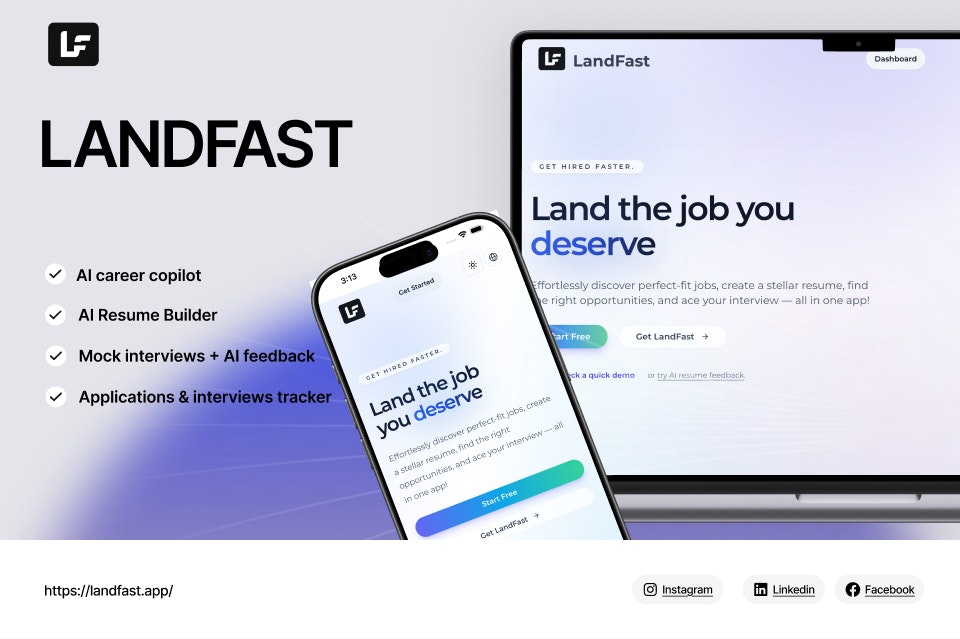 LandFast - Main product screenshot demonstrating key features and user interface