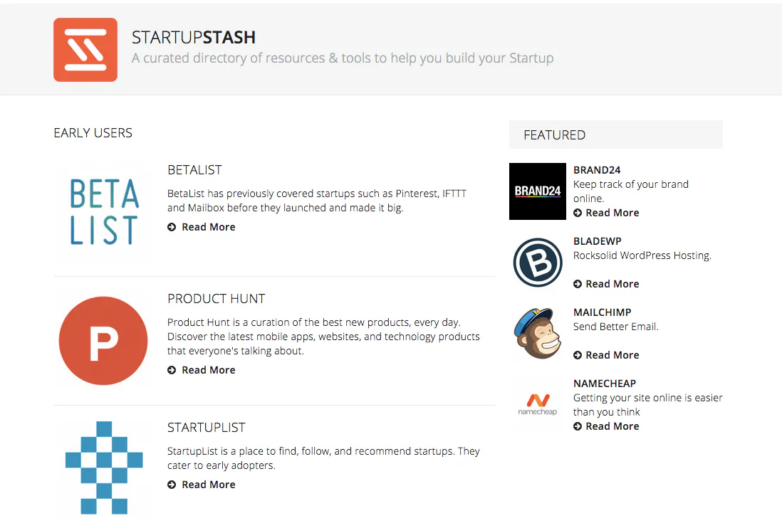Startup Stash: A curated directory of resources and tools | Product Hunt