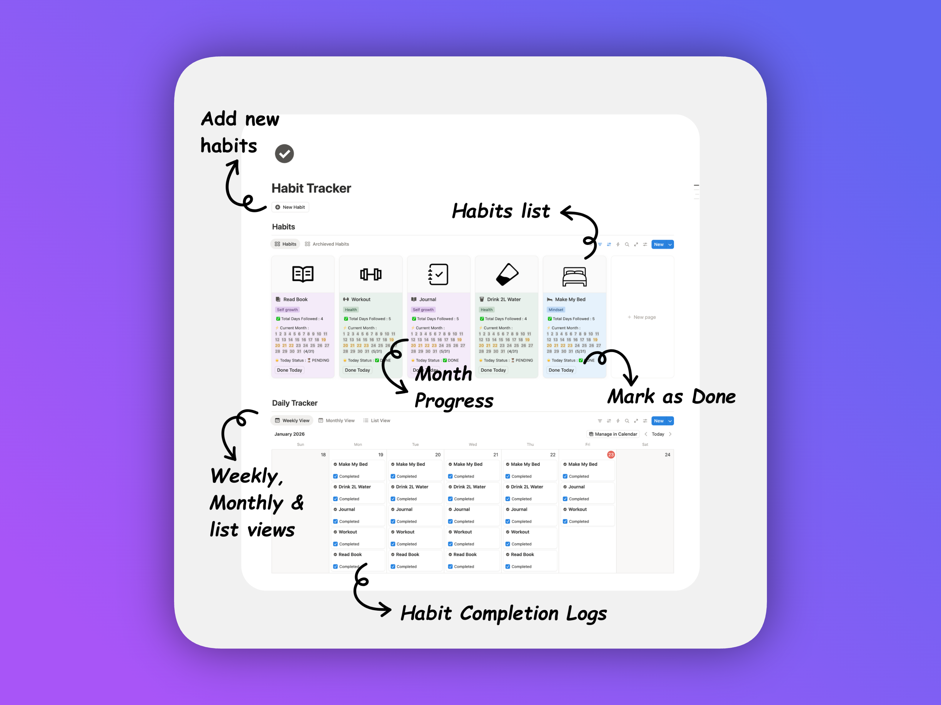 Habit Tracker in Notion gallery image