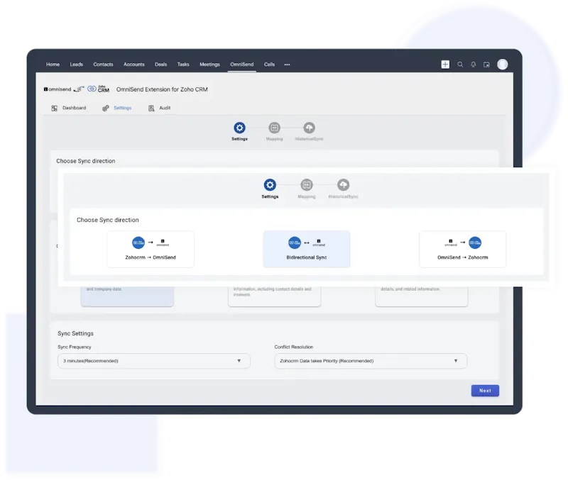 Omnisend extension for Zoho CRM screenshot 2