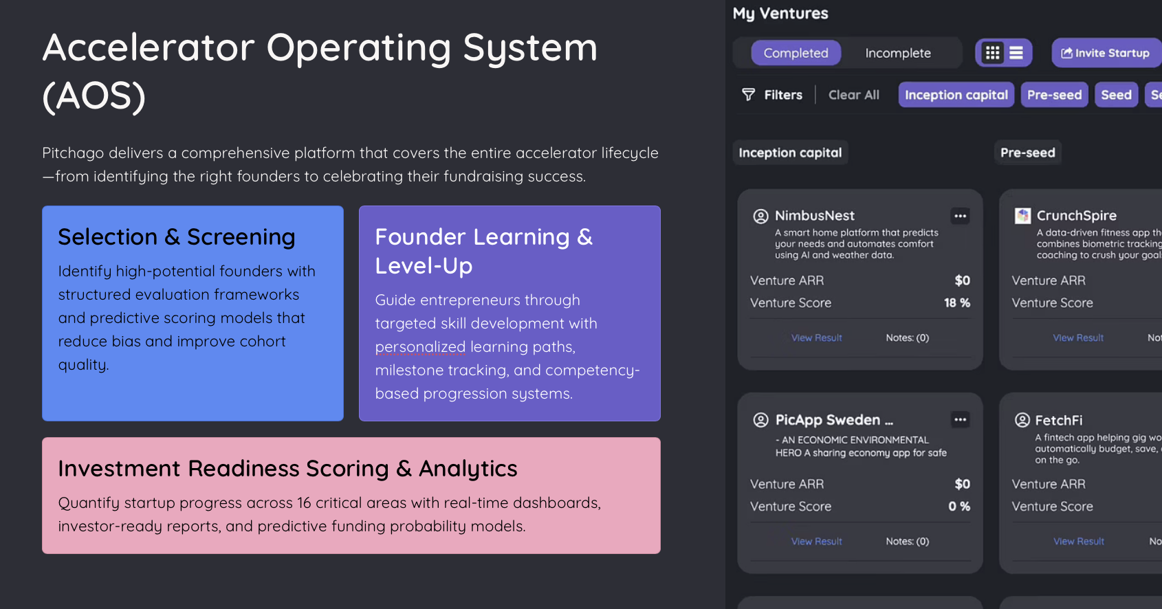 Pitchago Portal - Screenshot 3 showing product features and functionality
