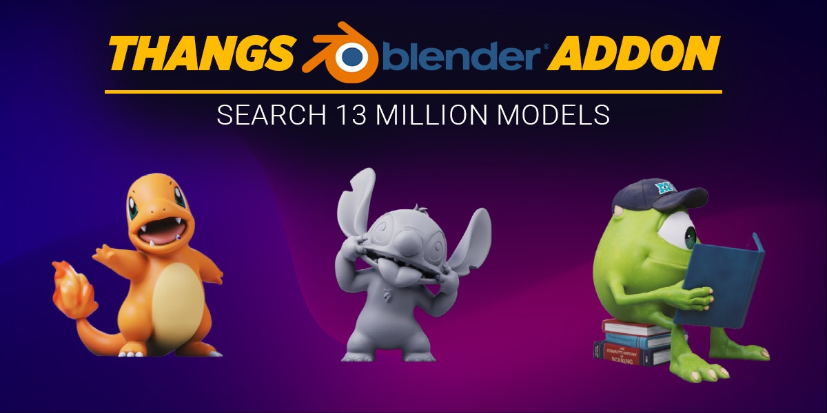 Thangs Blender Addon - Встроенная бесплатная страница модели блендера и каталог медиа 1