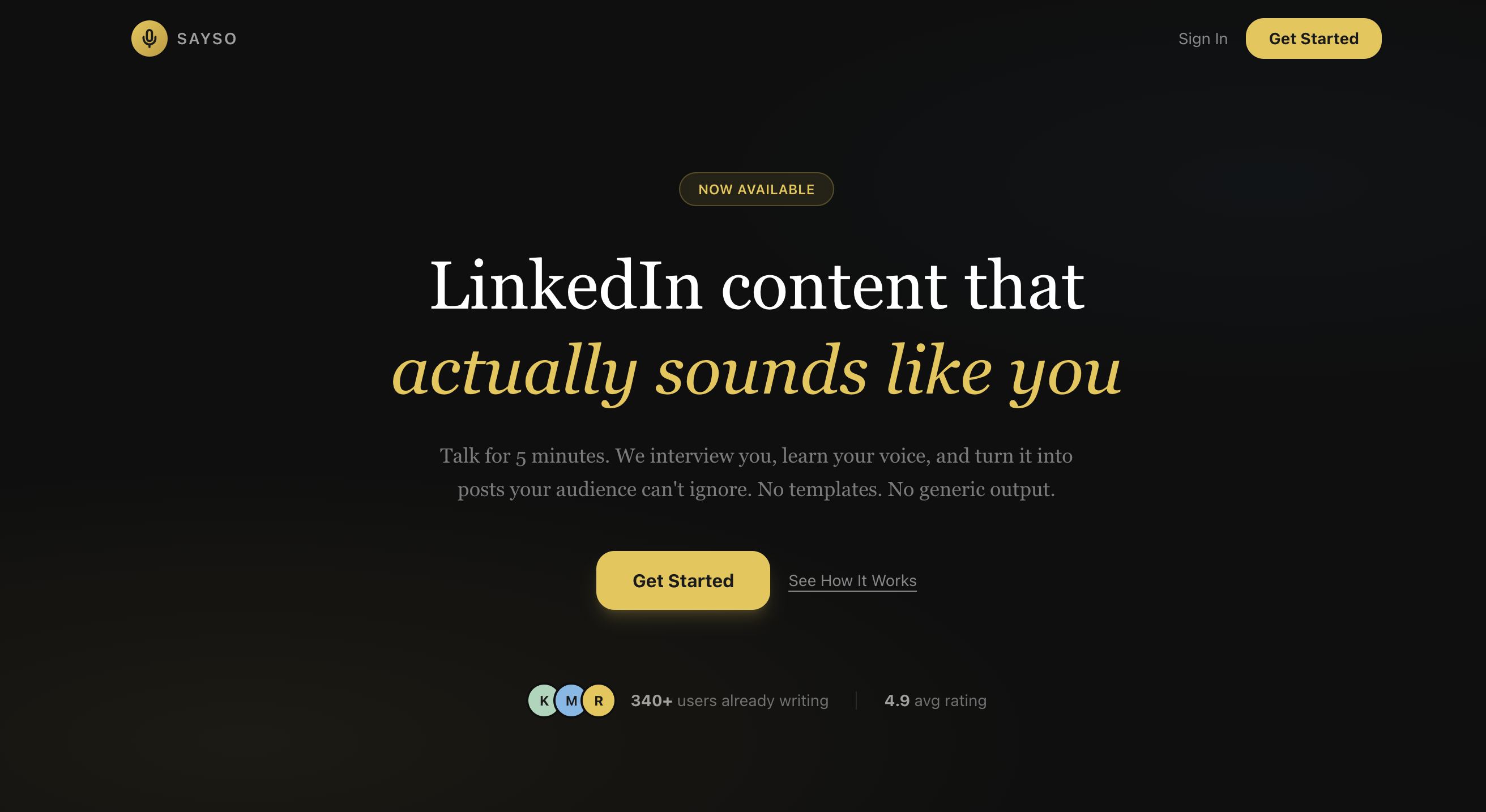Sayso - Main product screenshot demonstrating key features and user interface