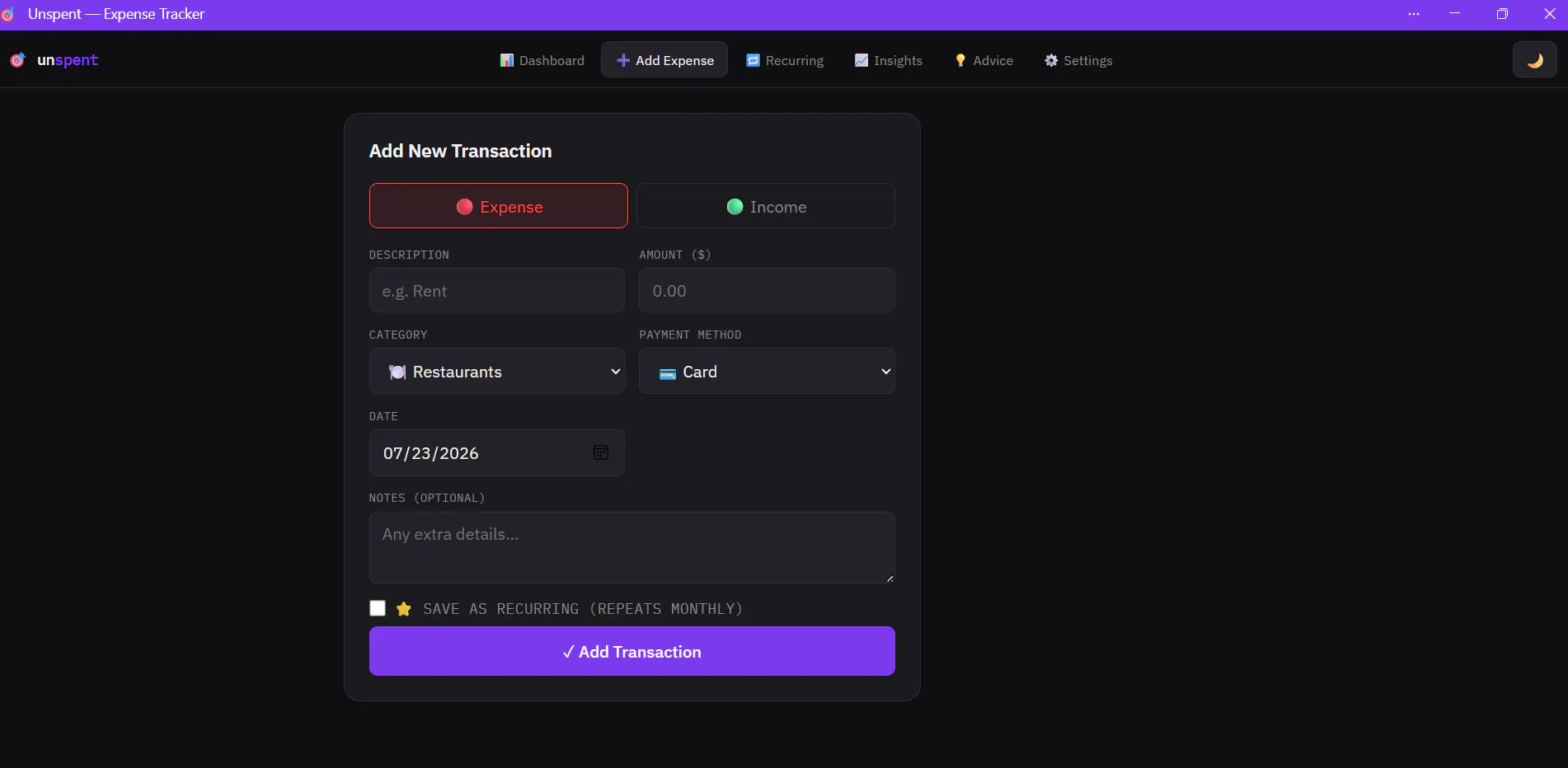 Unspent — Expense Tracker gallery image