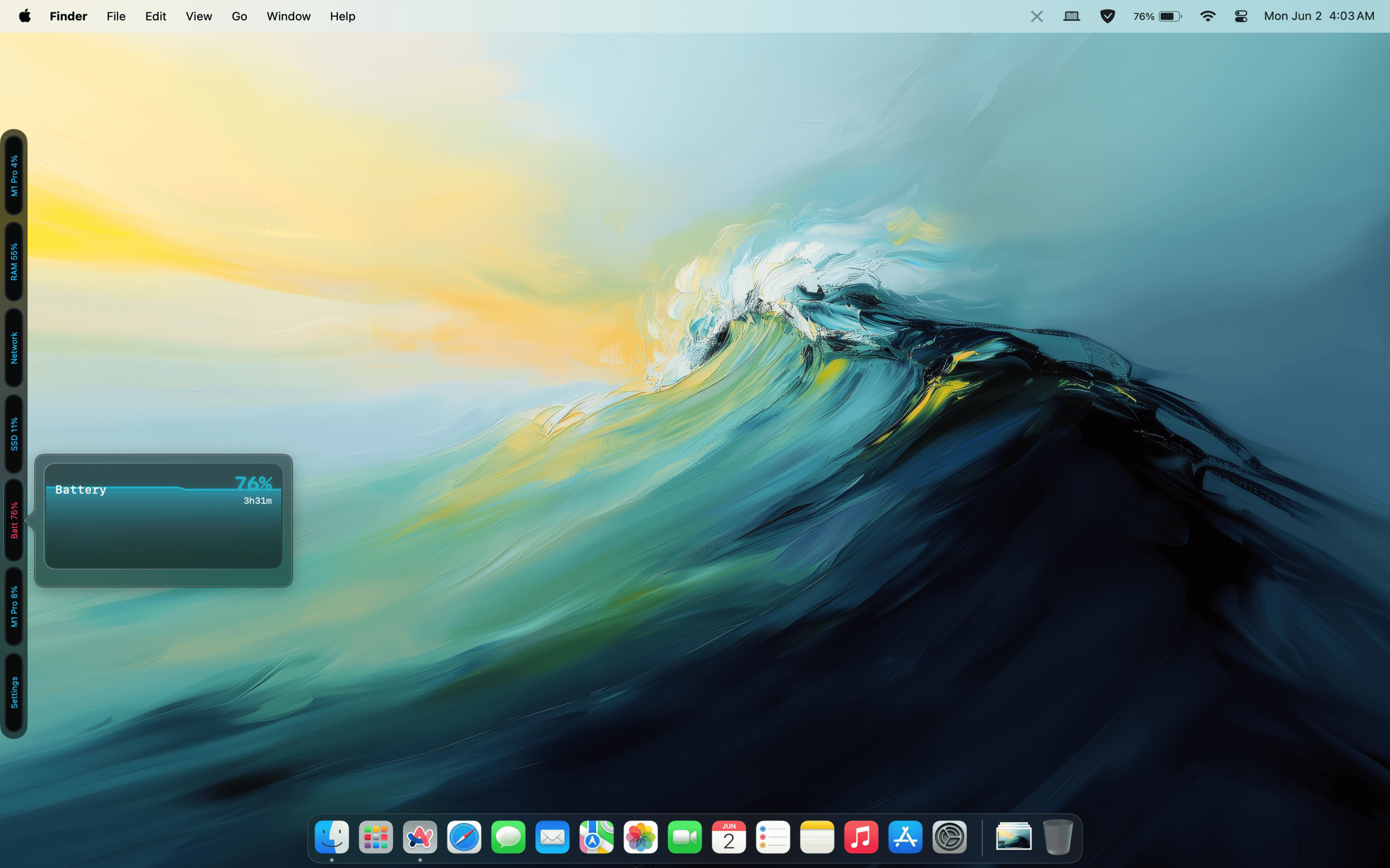 ह्योल्स - XYLAR - MACOS के लिए एक चिकना साइडबार सिस्टम मॉनिटर। मीडिया 3