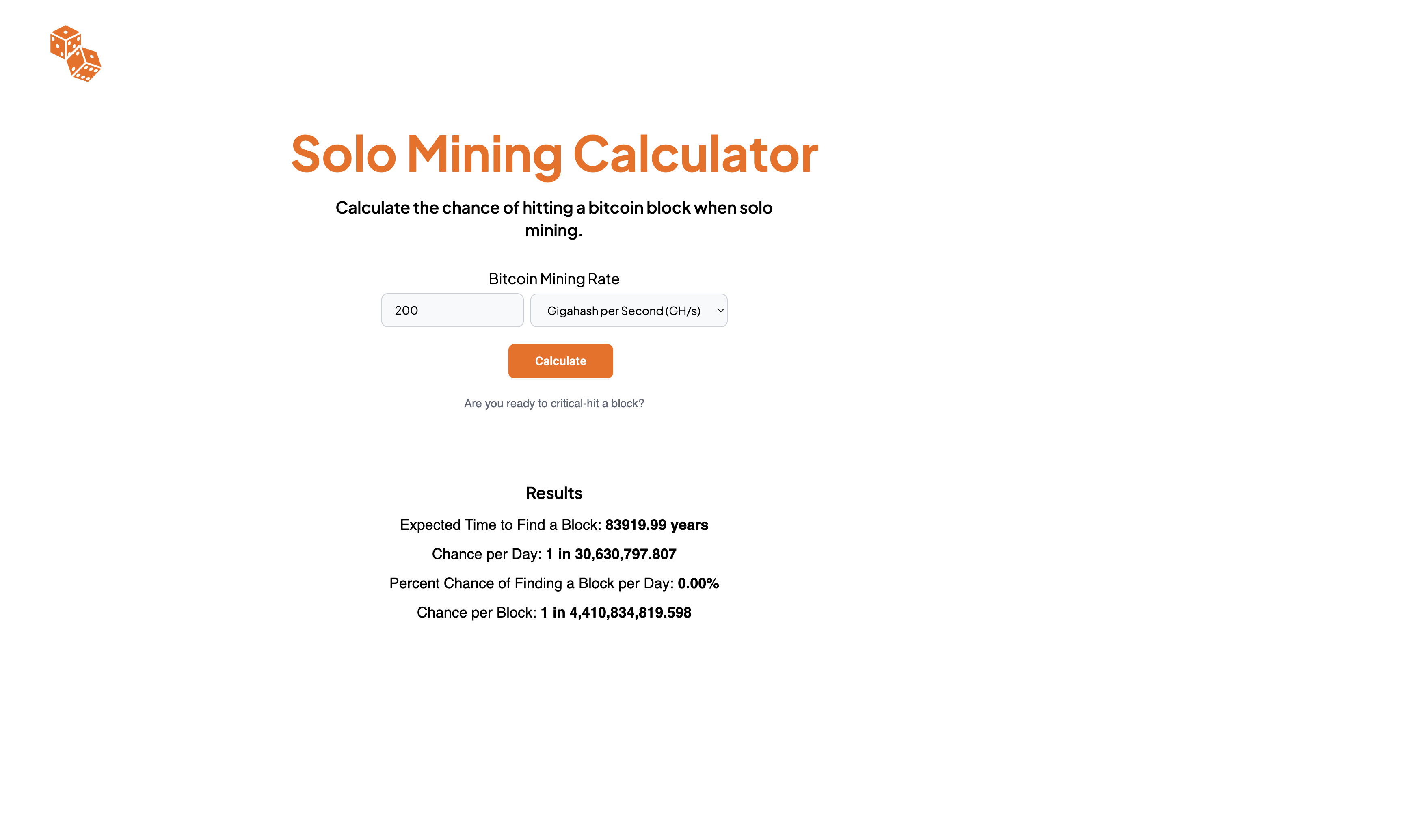 Calculadora de minería en solitario media 2