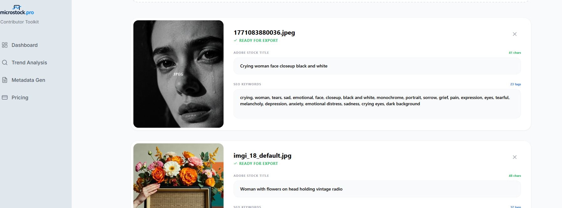 Microstock.pro - Screenshot 5 showing product features and functionality