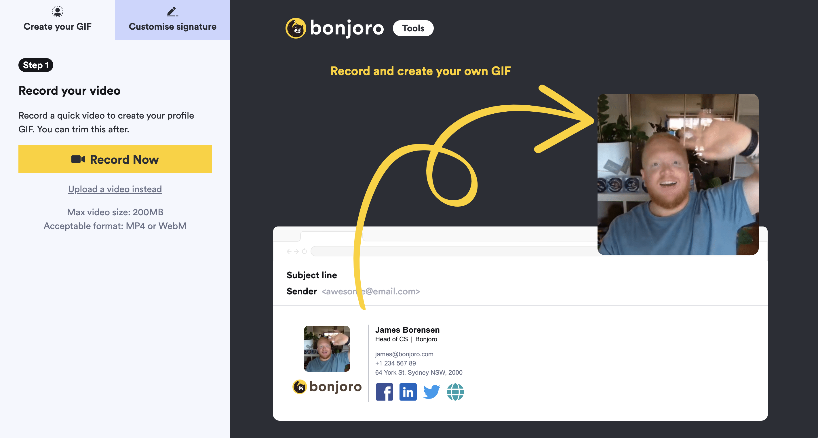 Bonjoro의 Gif Signature - 이메일 서명을 조금 덜 지루하게 만들어 봅시다 미디어 2