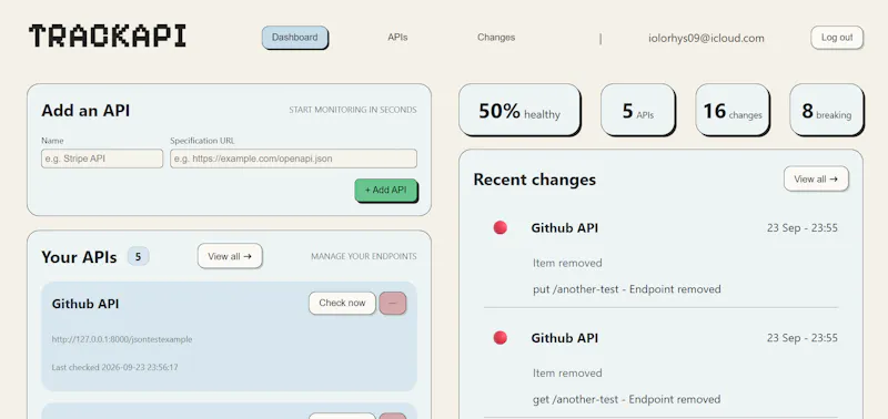 TrackAPI screenshot 1