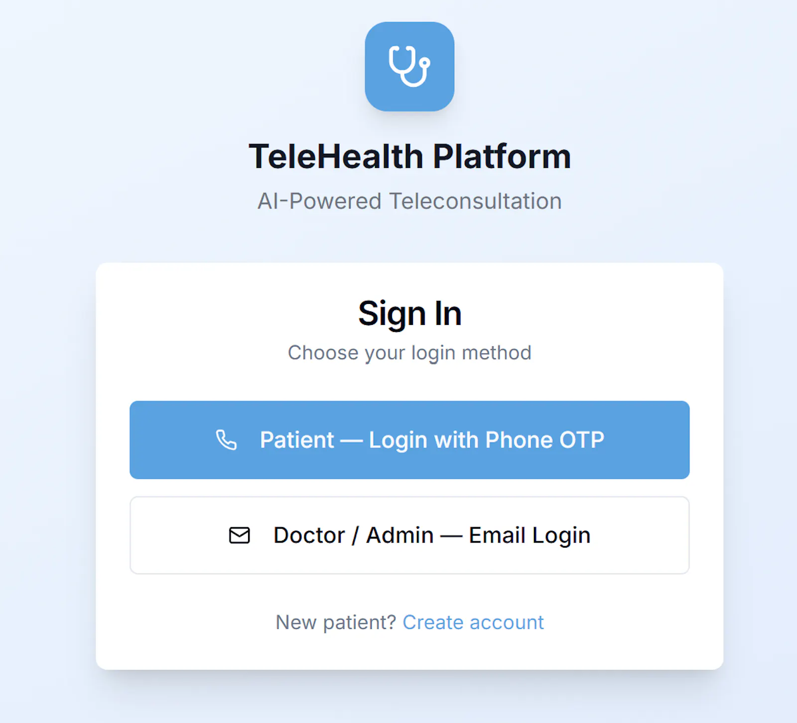 TeleHealth Platform screenshot 1