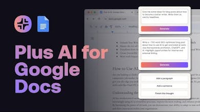 プラスAIロゴ- Google DocsおよびSlidesツールでAIのシンプルさを体験してください