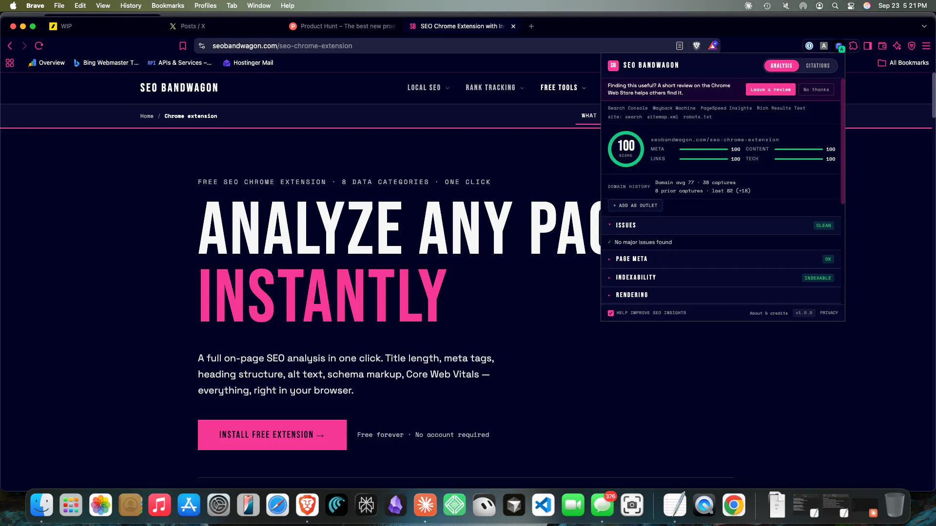 SEO Bandwagon Chrome Extension gallery image