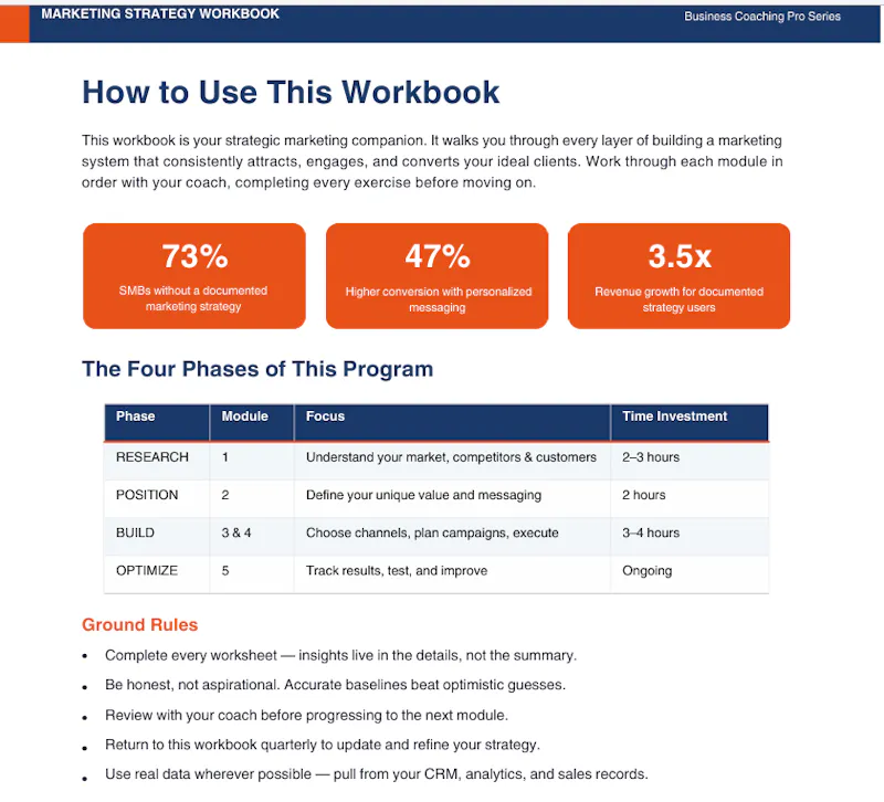 Marketing Strategy Workbook screenshot 1