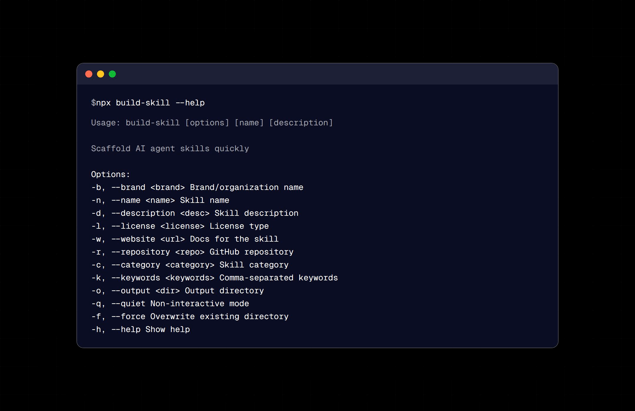 npx build-skill - Screenshot 2 showing product features and functionality