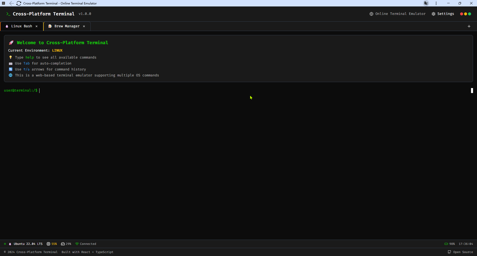 xterminal - เทอร์มินัลแพลตฟอร์ม - เครื่องจำลองเทอร์มินัลออนไลน์ media 1