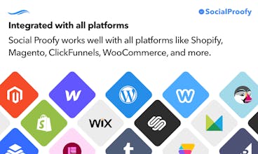 Image de l&rsquo;interface de la plateforme Social Proofy avec différents widgets pour améliorer les sites web.