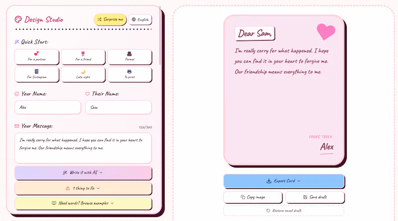 SorryCard screenshot 3