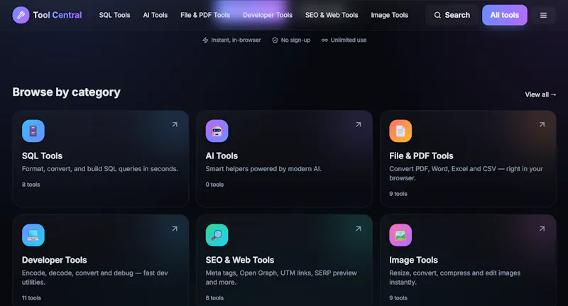 Tool Central screenshot 1