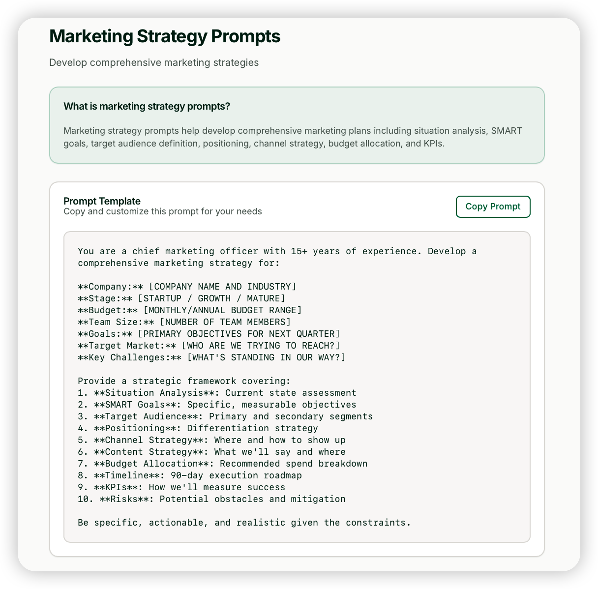 AI CMO - Screenshot 2 showing product features and functionality