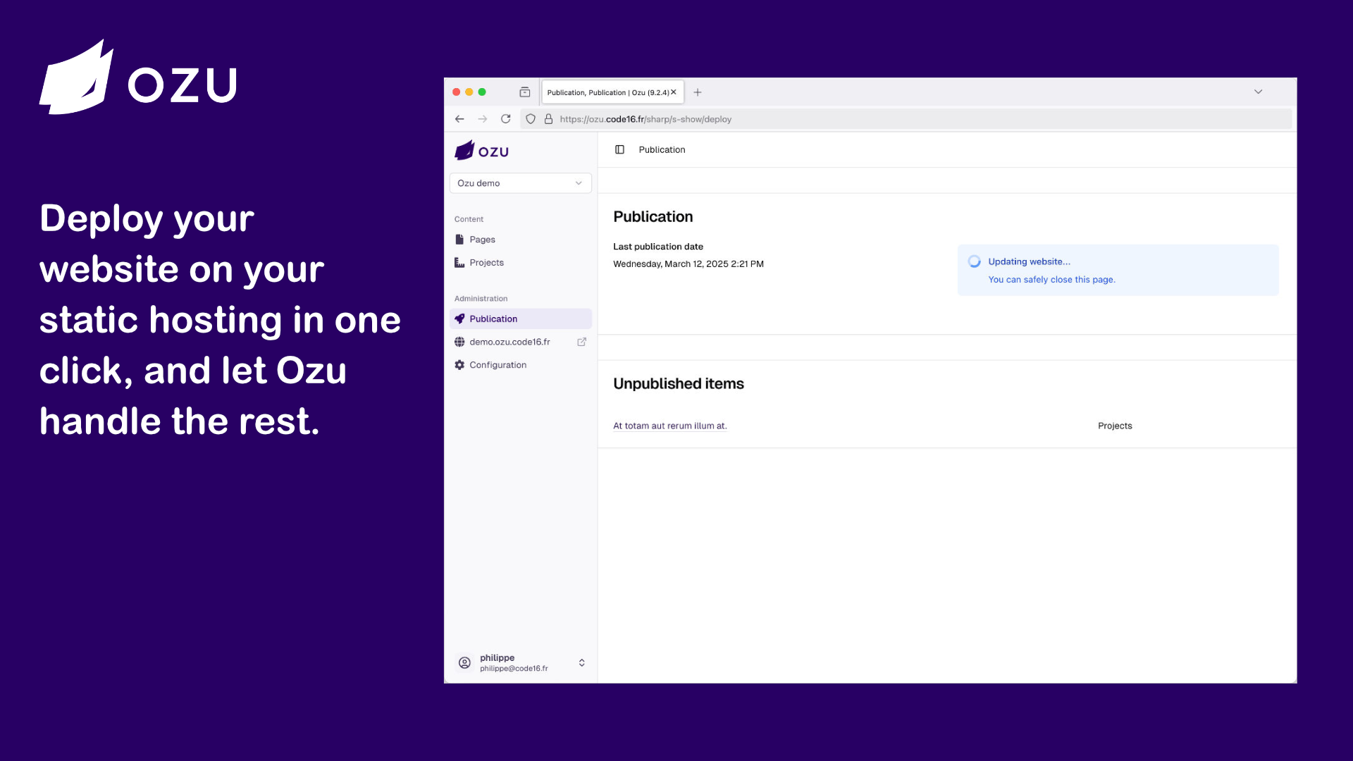 Ozu, per codice 16 - Sviluppa con uno stack di Laravel, ospite statico, gestisce con CMS media 4