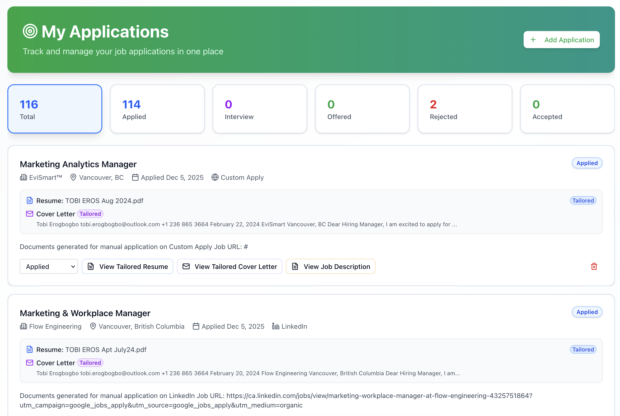 JobEase - Main product screenshot demonstrating key features and user interface