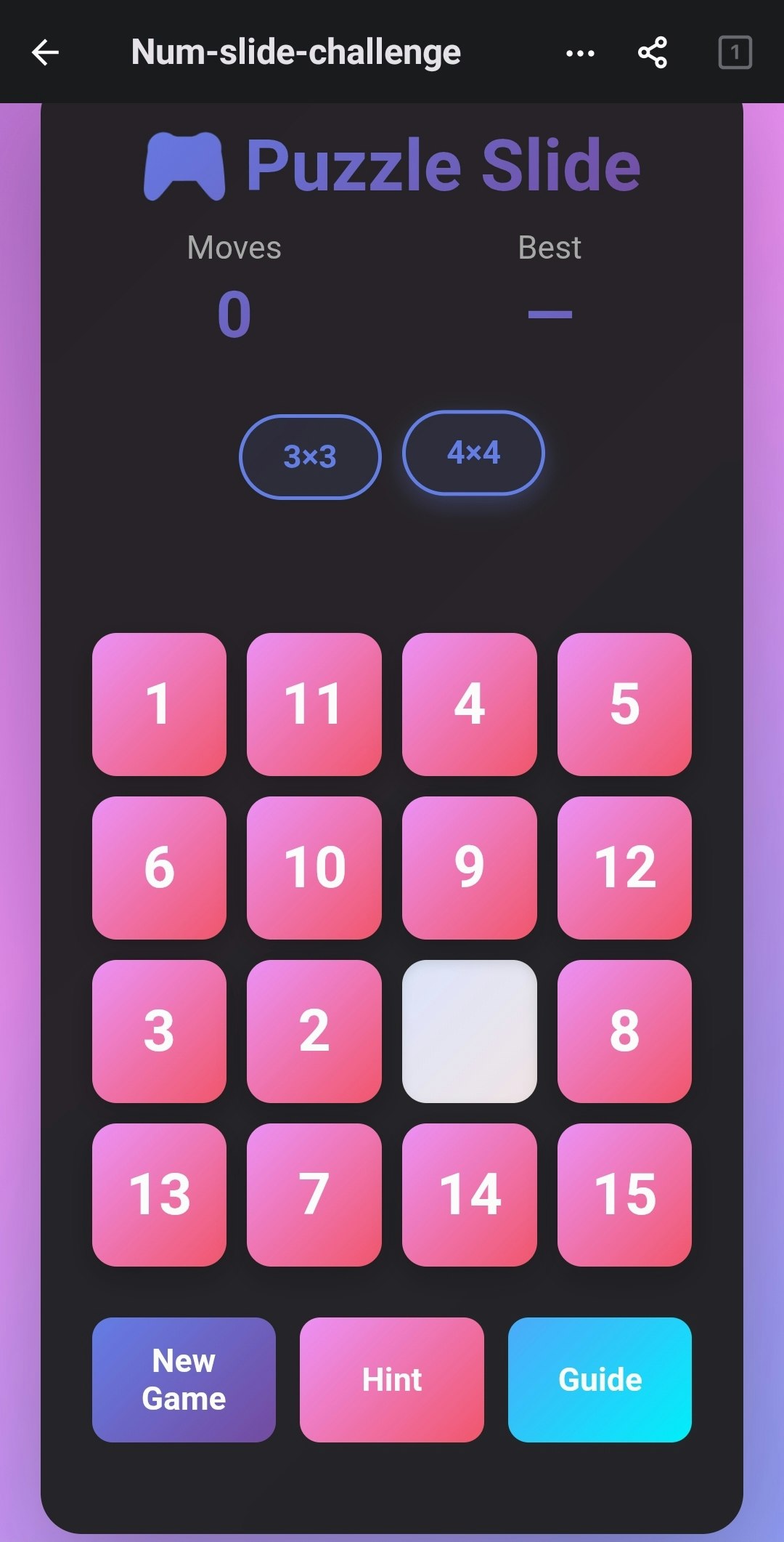 Num sliding challenge  - Screenshot 3 showing product features and functionality