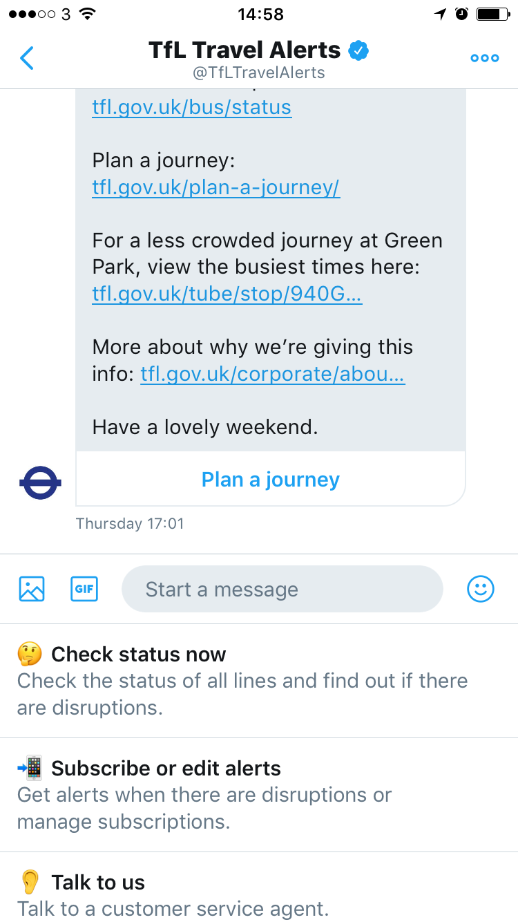 TfL Twitter travel alerts gallery image