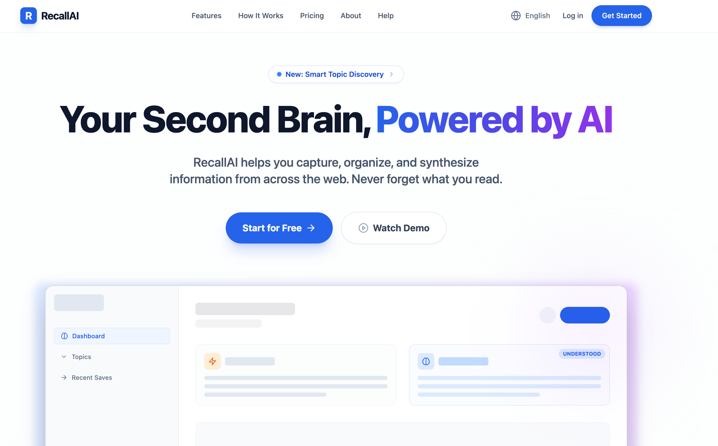 RecallAI - Main product screenshot demonstrating key features and user interface