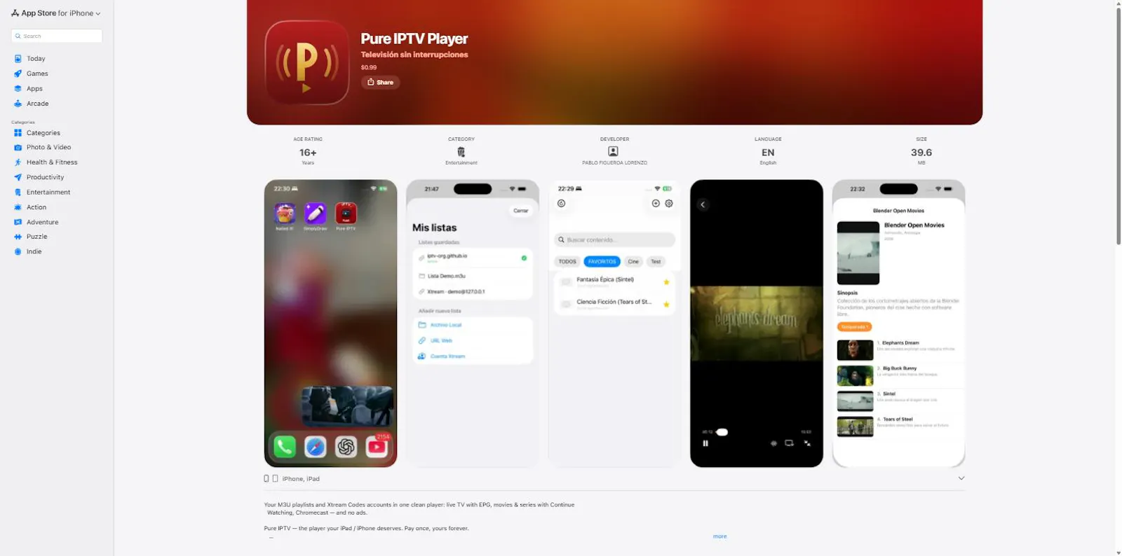 Pure IPTV Player screenshot 1