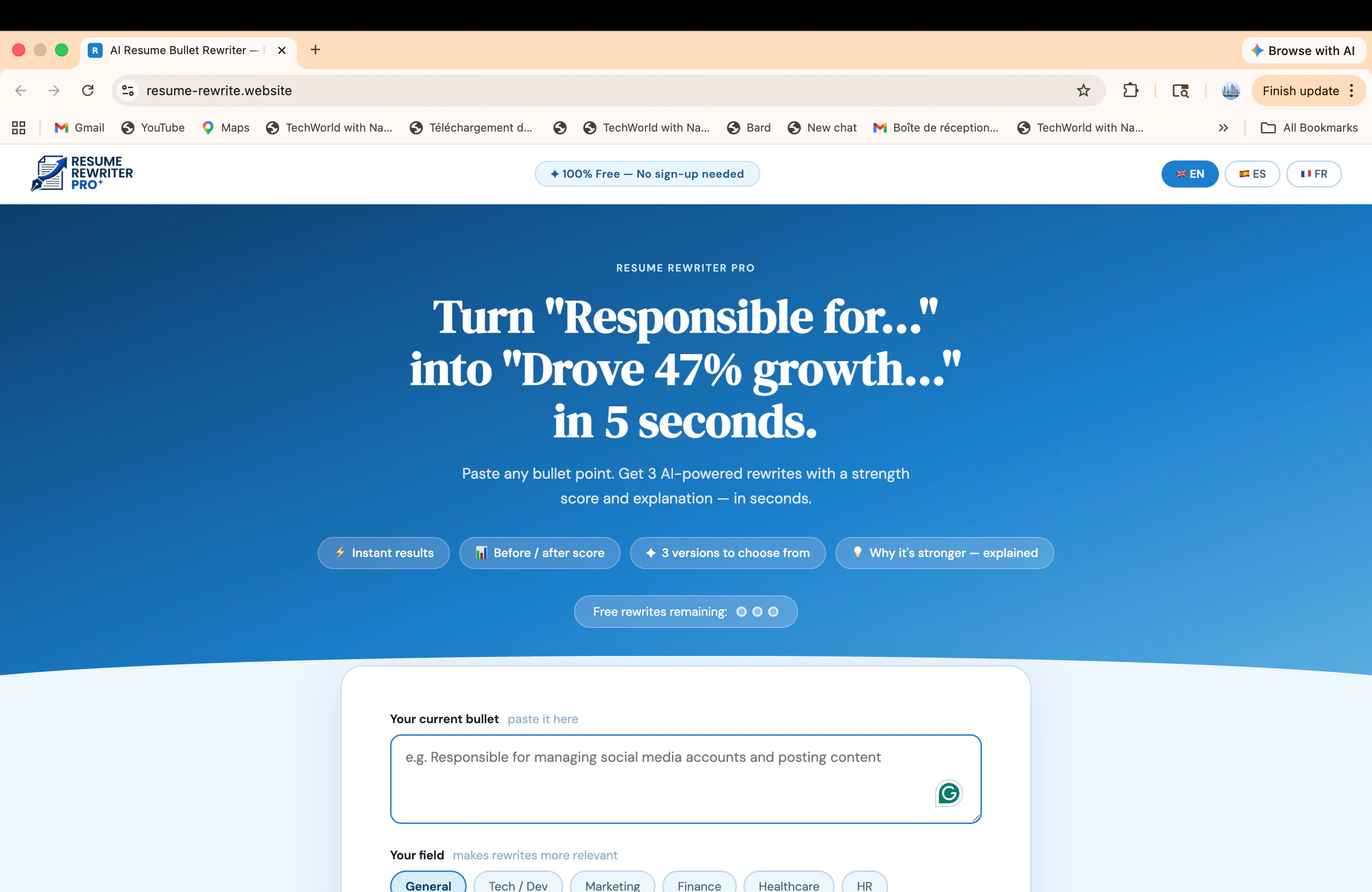 Resume Rewriter Pro のプロダクトバナー