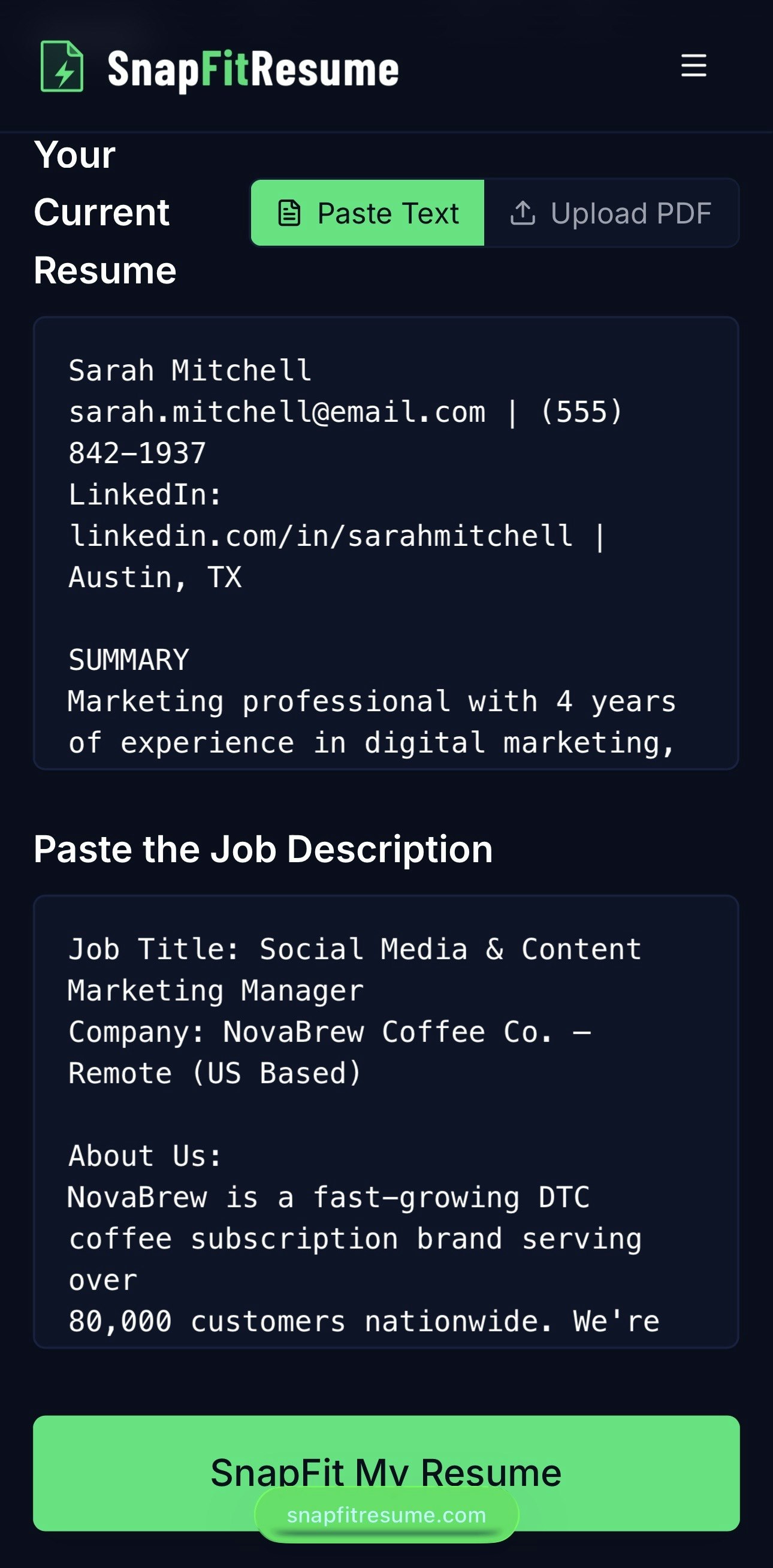 SnapFitResume gallery image