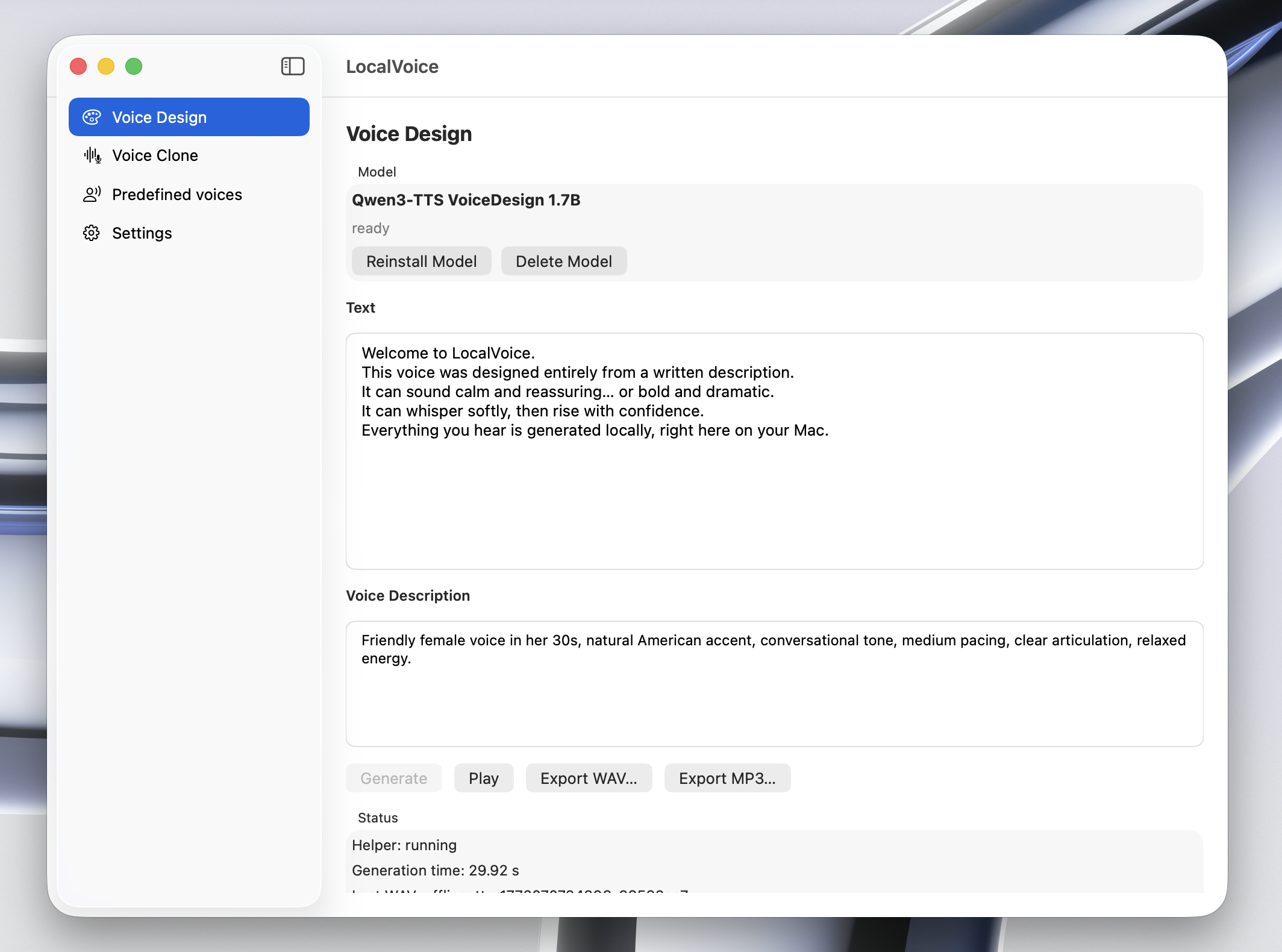 LocalVoice - Main product screenshot demonstrating key features and user interface