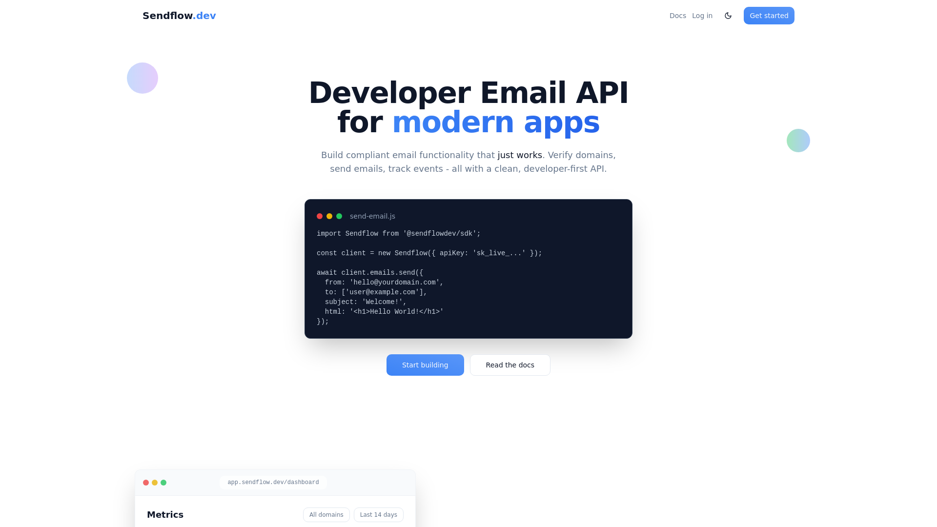 Sendflow.dev - Email API for Developers gallery image