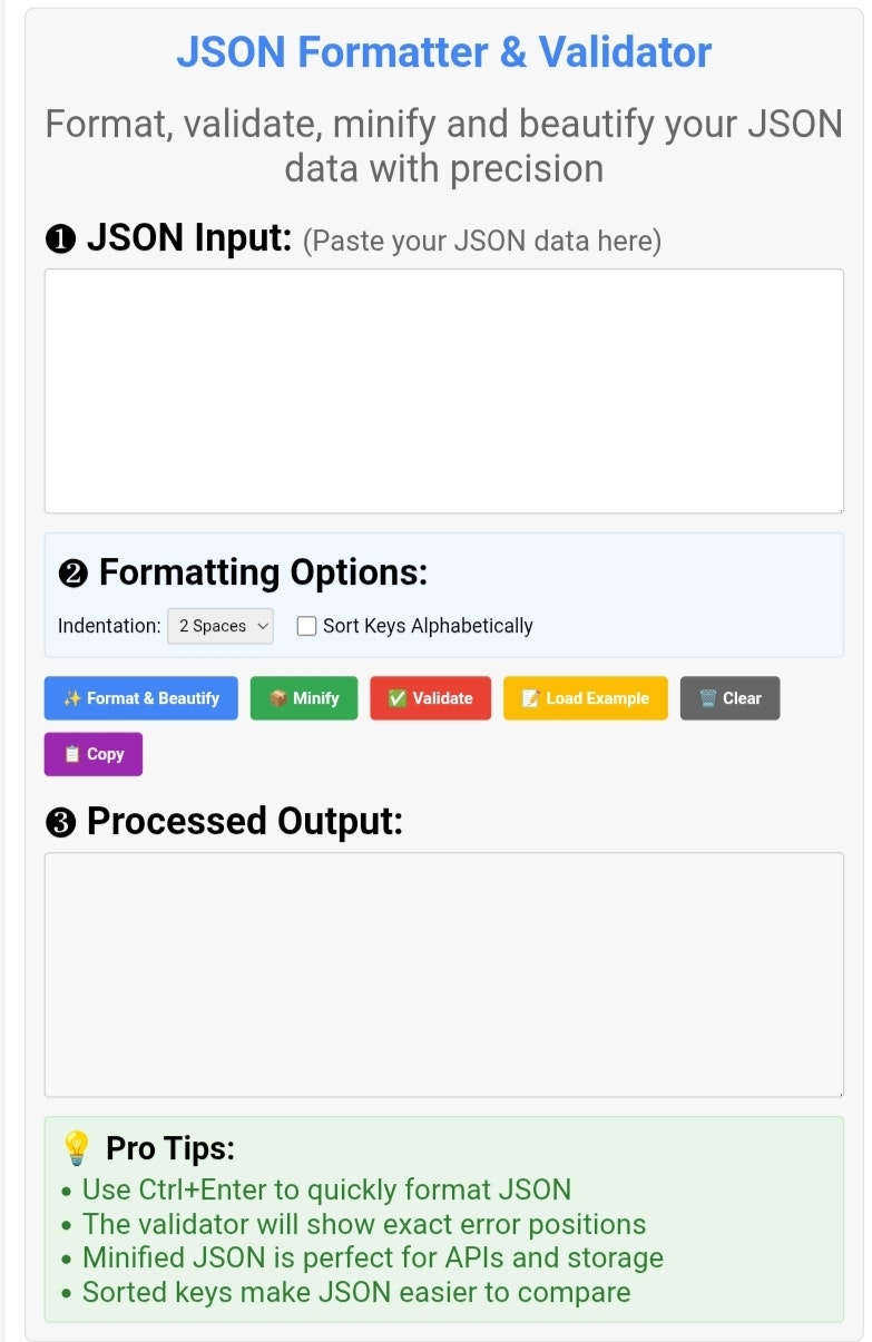 JSON Formatter Tool screenshot 1