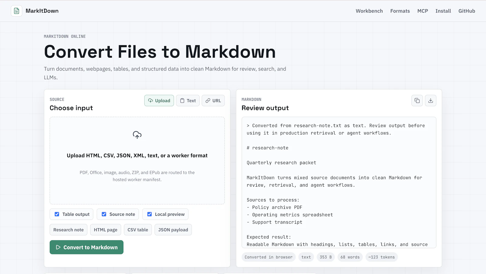 MarkItDown screenshot 1