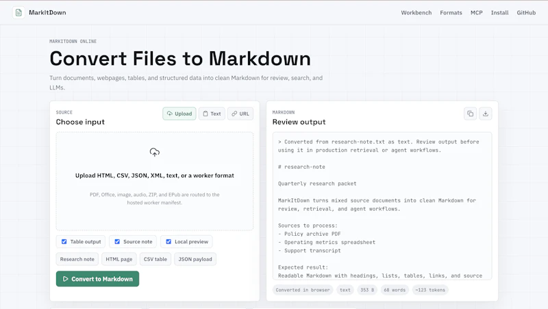 MarkItDown screenshot 1