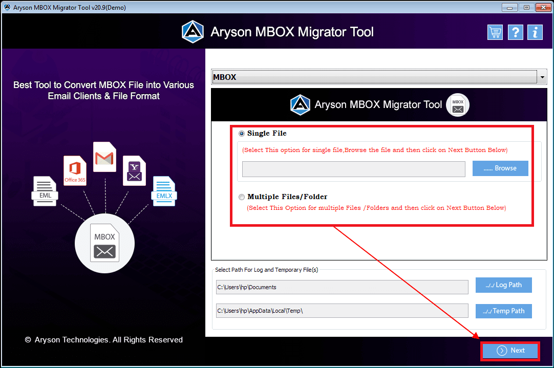 وسائط أداة المهاجرين Mbox - لتحويل ملفات Mbox إلى EML ، PDF ، PST ، HTML ، إلخ. 3