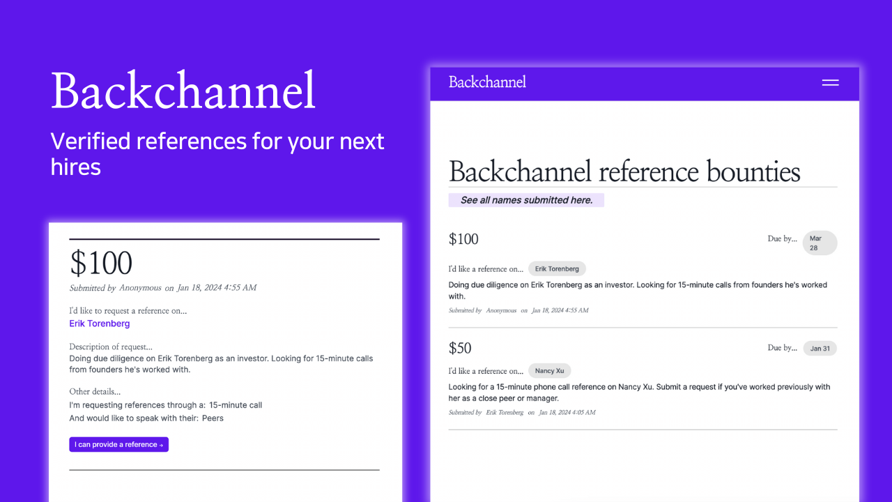 startuptile Backchannel-Get verified references for your next hires or collaborators