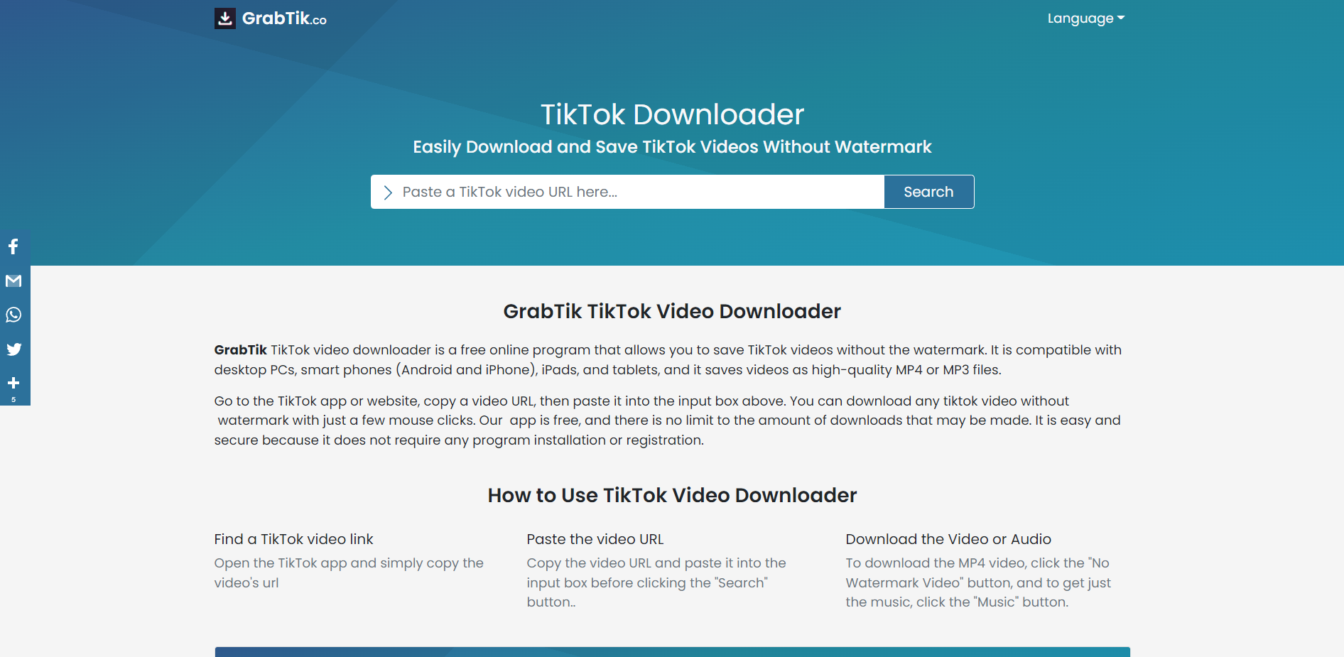 GrabTik Tiktok Video Downloader