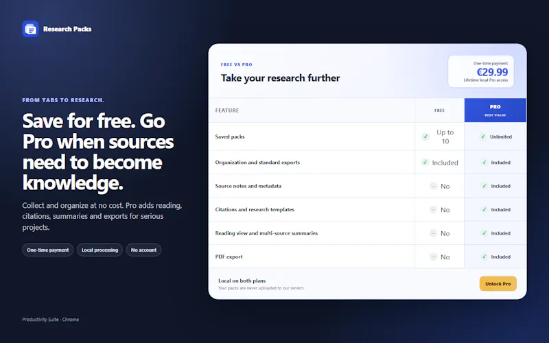 first Chrome tools - Research Packs screenshot 6