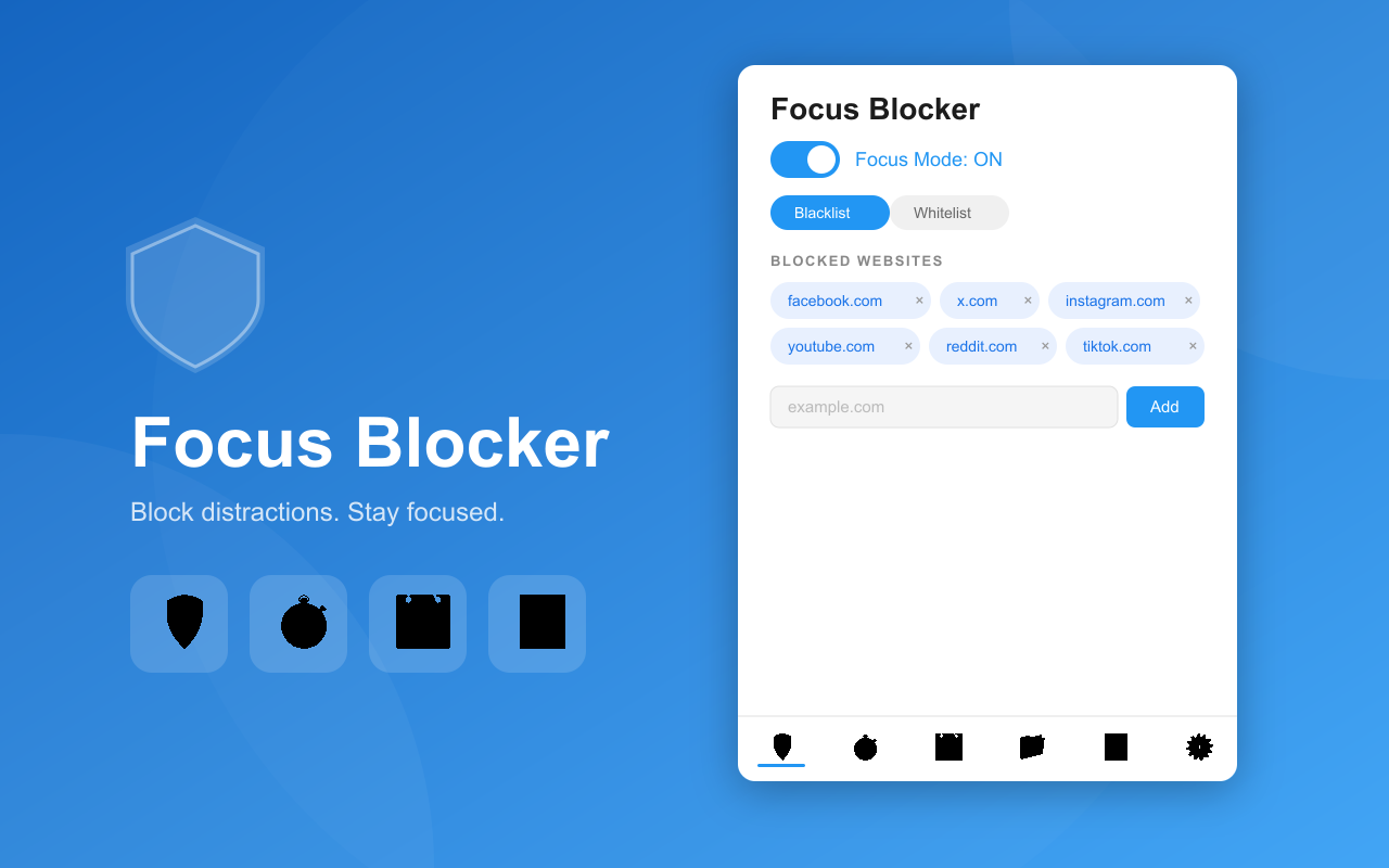 Focus Blocker - Main product screenshot demonstrating key features and user interface
