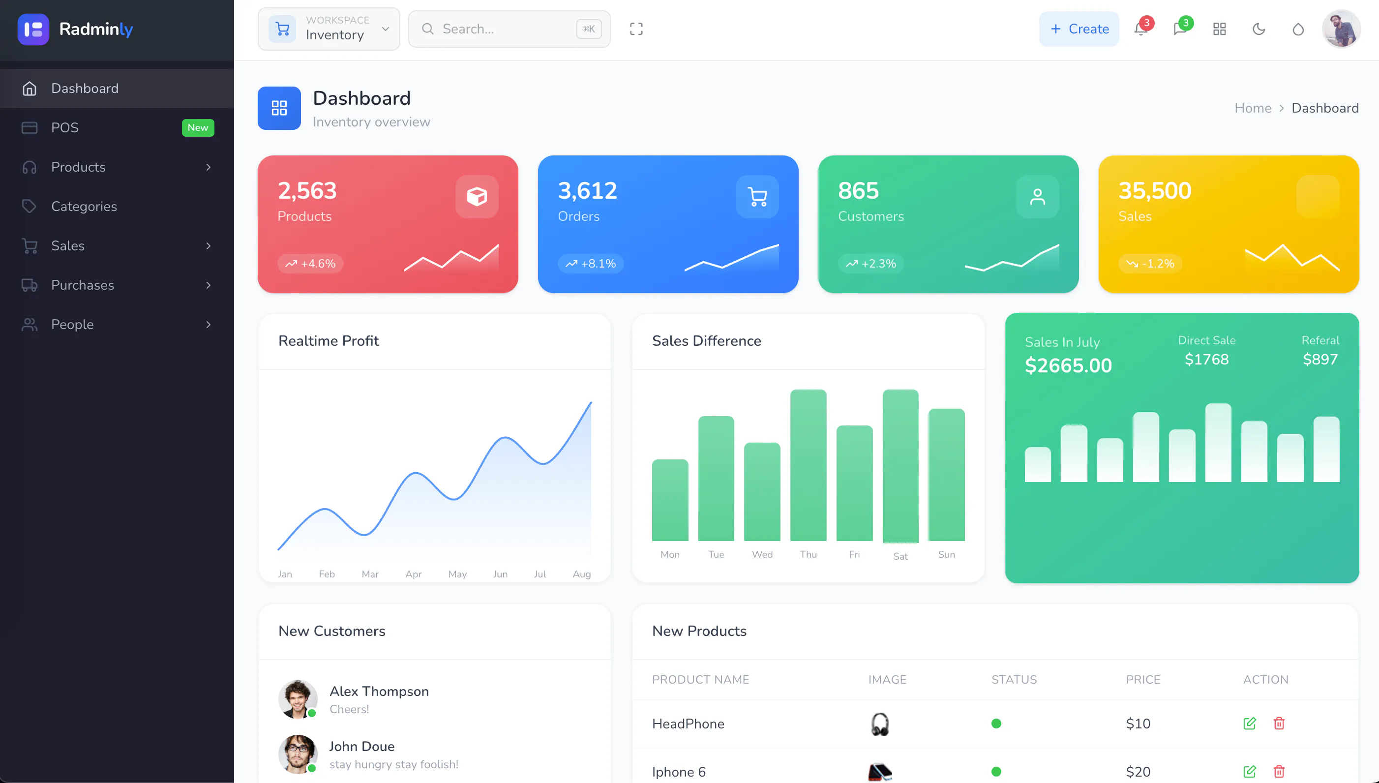 Radminly - Laravel Dashboard Starter gallery image
