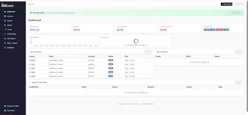 MyBillDash – Invoicing for Small Biz screenshot 1