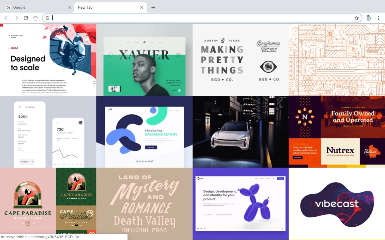 New Tab Dribbble gallery image