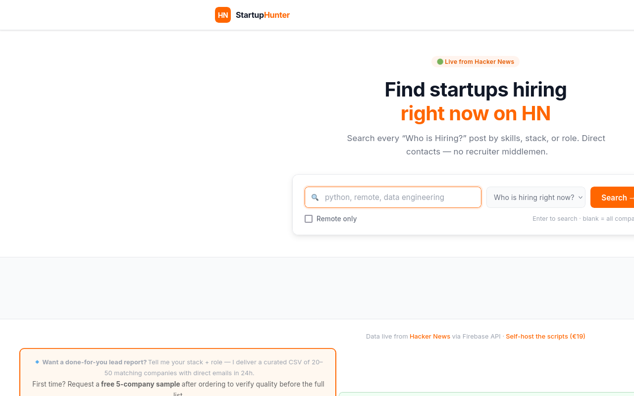 HN Startup Hunter gallery image