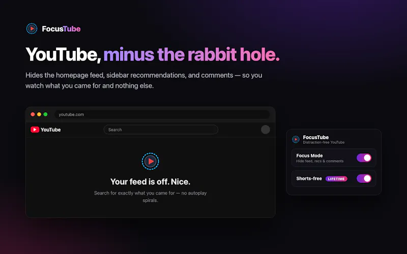 FoucsTube - Distraction Free Youtube screenshot 4