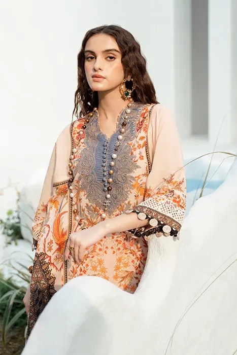 Media Lawn Spring Wednesday v1 2023 - Pakistan Suit, Saman Rumput, Koleksi Musim Panas, Muzlin Lawn 2